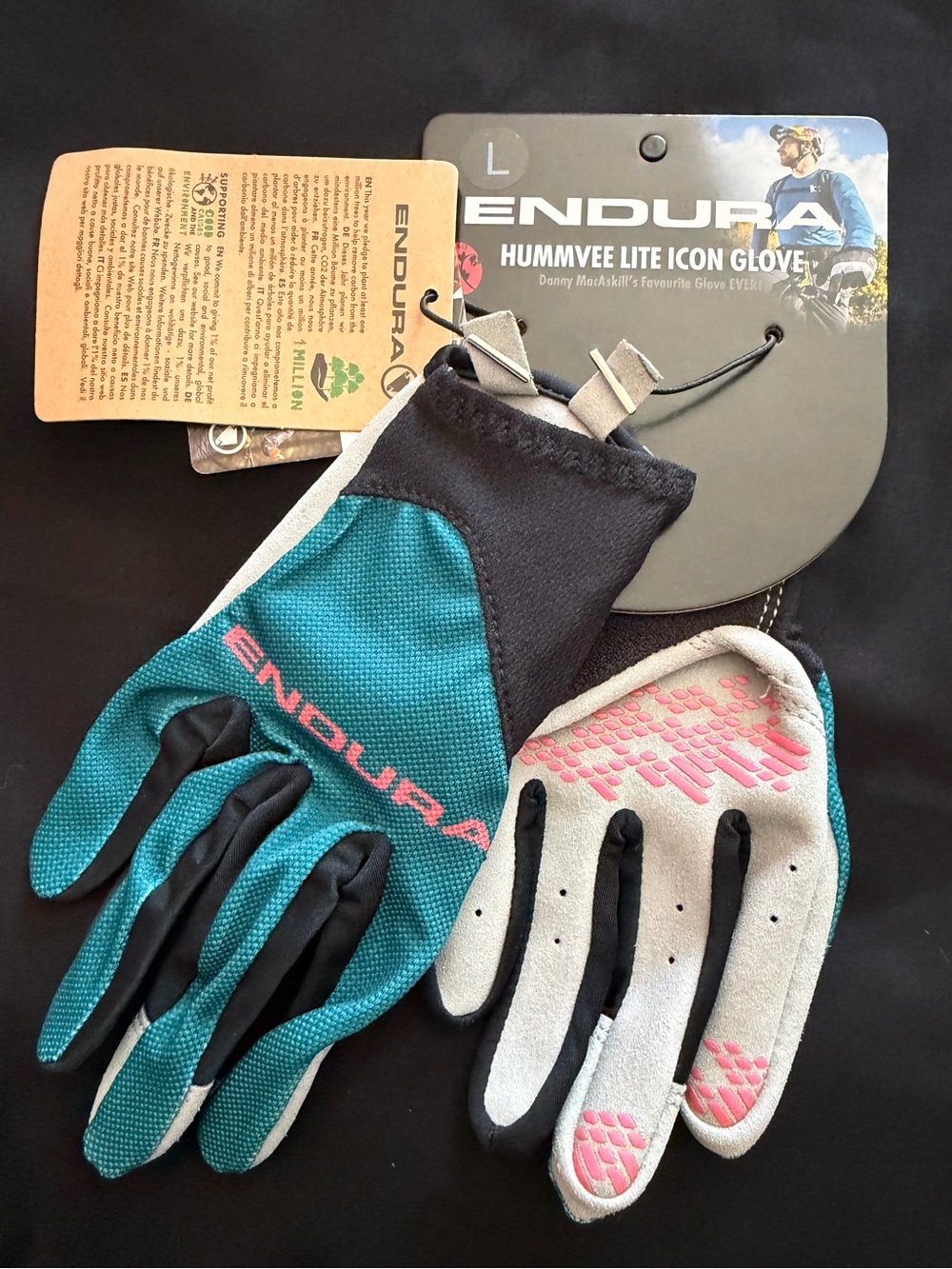 Hummvee Lite Icon Cycling Gloves - Teal/Pink - Large
